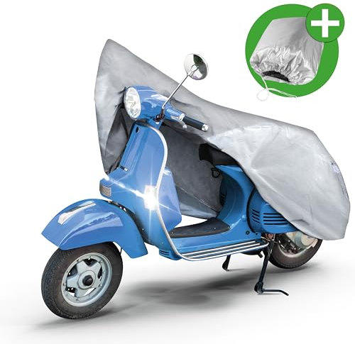 WALSER Telone per moto All Weather S, telone per moto da esterno 100% impermeabile, telone per moto per tutte le stagioni, telone per moto, telone per accessori per moto, argento 185x90x110 cm