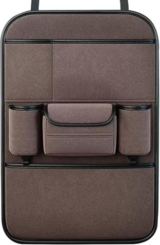 ZhangXD Auto Rückenlehnenschutz für Mini Countryman Clubman Hatch, Rücksitz Organizer Autositz Organizer Rücksitz Organizer Rückenlehnenschutz Aufbewahrungstasche,Brown/C