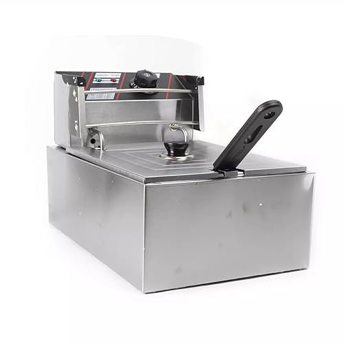 Friteuse en acier inoxydable, 2500 W, capacité de 5,5 l, zone froide électrique, friteuse profonde, thermostat réglable, réservoir d'huile amovible, argentée