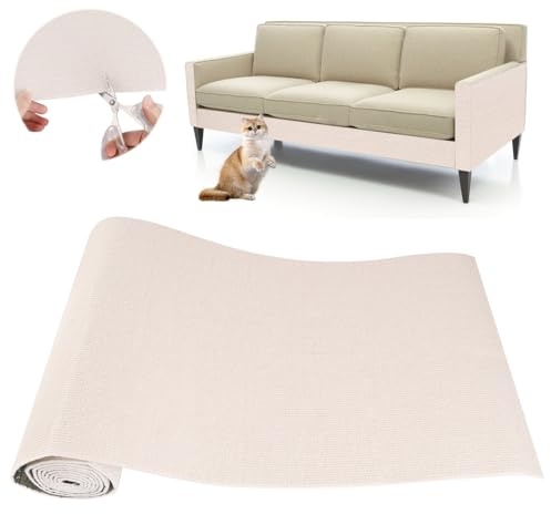 Alfombra Rascador para Gatos: Protector Sofa Gatos Arañazo DIY Recortable Rascador Sofa Gato - Autoadhesivo Protector Ideal para Pared, Esquina y Sofá, 40×200cm (Beige, 40×200cm)