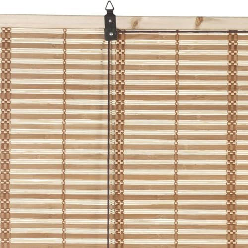 LoviStore Tapparella Avvolgibile in Bambù Naturale, Tenda a Rullo in Bamboo Midollino con Carrucola, Protezione Solare, Ombra e Privacy per Interni ed Esterni (Marrone chiaro, 120x250 cm)