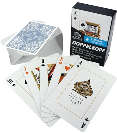 Bullets Playing Cards, Doppelkopf Kartendeck (Französisches Blatt), Plastik, 2 Eckzeichen, Standardindex, 57 x 88mm