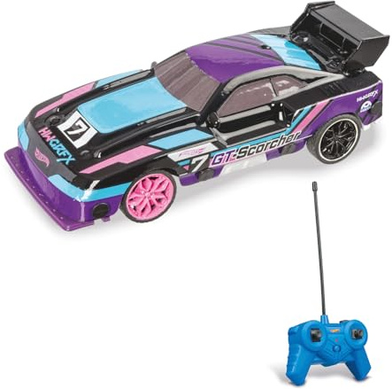 Mondo Motors Hot Wheels GT Scorcher, Modell im Maßstab 1:24, bis zu 8 km/h Geschwindigkeit, Spielzeugauto für Kinder 63822, mit LED-Lichtern im Karosserie