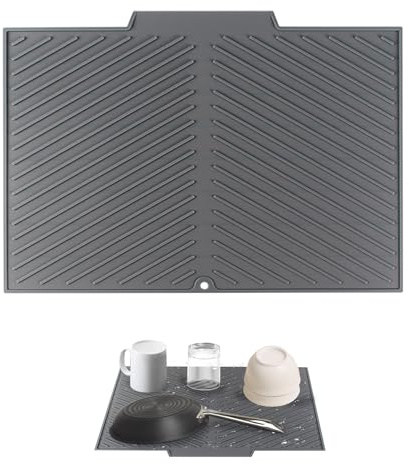Girihe 1 PCS Draining Board Mats, 42.5x33cm Dish Drying Mat with Non-Slip Drain Board, Silicone Draining Boardd Mat for Kitchen Sink, Heat Resistant & Bpa-Free Silicone Drainer Mats