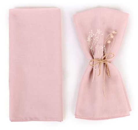 Wsetyy Cloth Napkin Set of 12, Blue Cotton Napkins Cloth, Dinner Napkins for Wedding, Dinner, Party, Daily Use (Pink-1)