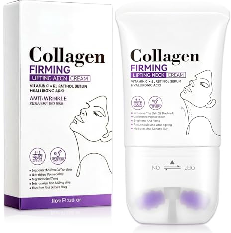 110ml Firming Neck Cream, Halscreme Straffend und Liftend, Cremes zum Festziehen der feuchtigkeitsspendenden Haut mit Massagerolle, Reduziert Falten und Strafft die Haut