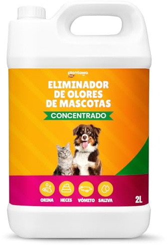 PLANTAWA Eliminador de Olores de Mascotas Concentrado 2L | Limpiador enzimático para orina perros y gatos | Neutralizador de olores hogar, alfombras, sofás y coche | Fórmula eficaz y segura