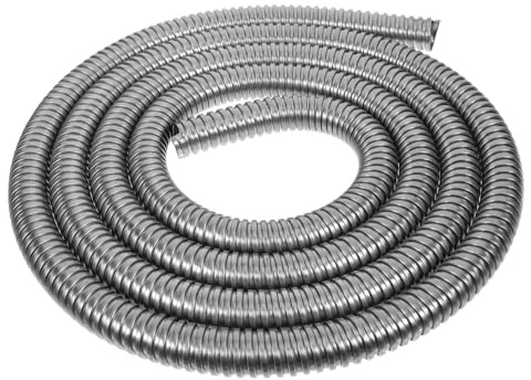 HIAKDOFT Guaina Protettiva in Acciaio Inox Per Cavi Metallici, Tubo Flessibile Filettato Da 300 Cm, Organizer Per Cavi Elettrici, Uso Domestico e Nautico, Argento