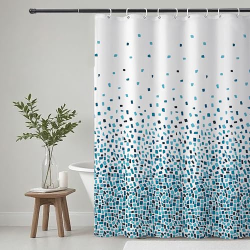 KAIMEIYU Tenda da Doccia in Poliestere Tenda da Bagno in Tessuto Lavabile in Lavatrice con 12 Anelli Impermeabile 180 x 180 cm Blu