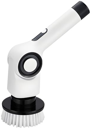 QUMOX Electric Spin Scrubber with LED Display, 7 Brush Heads & Adjustable Extension Handle, 120 Min Runtime, IPX7 Waterproof Power Cleaning Brush, 3-Speed Cordless Bathroom & Floor Scrubber