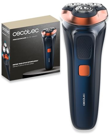 Cecotec Elektrisk rakapparat PrecisionCare Elite Smart. 3D-huvud, 90 minuters batteri, IPX6, LED-display med lås, avtagbart huvud, USB-laddning konturtrimmer för snabb, jämn rakning med komfort