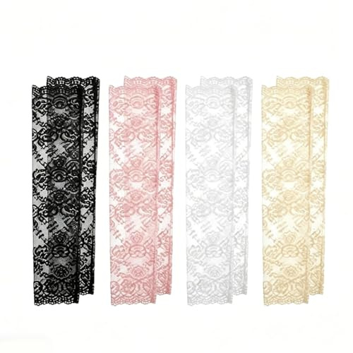 SquishyWorld 4 Paires Manchette Bras Femme Gants Longs Dentelle Mitaine Protection UV Soleil 46cm Accessoires Vintage Fête Mariage Soirée Gothique Cache Avant Bras Respirant Été