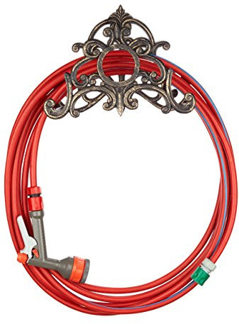 Relaxdays Portatubo da Giardino, Stile Antico, in Ghisa, Sella Porta Tubo da Parete, Vintage, 24x31,5x15 cm, Bronzo