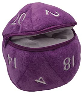 D20 plysch tärningspåse - lila