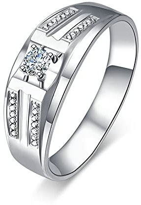 Beydodo Trauring Platin 950, Verlobung Ringe Herren Bandring Breit mit Diamant 0.14ct Eheringe Nickelfrei Gr.58 (18.5)