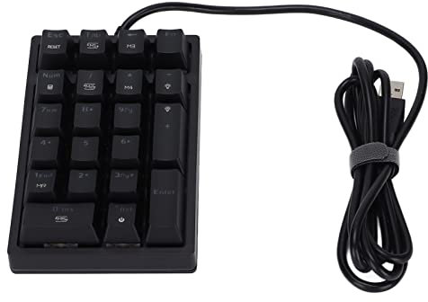 Cyrank Tastierino Numerico, 21 Tasti Tastierino Numerico Tastierino Numerico Cablato USB Tastierino Numerico Meccanico con Mini Tastierino Numerico Retroilluminato RGB Tastiera Portatile(Red Shaft)