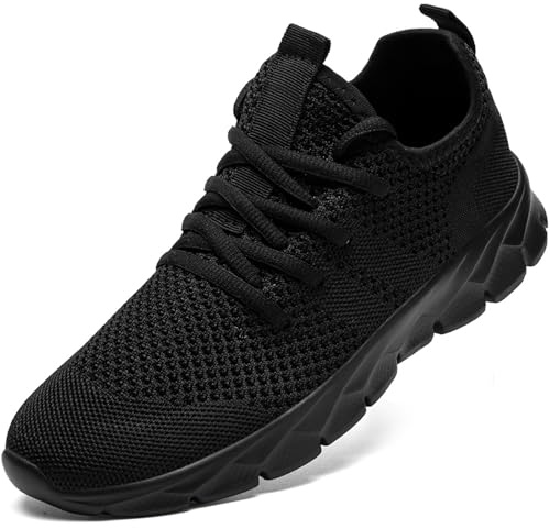 ZGPWZWL Mens Trainers Athletic Running Shoes Comfortable Walking Shoes Lightweight Tennis Shoes Breathable Man Outdoor Gym Sport Sneakers Black Mens Size UK