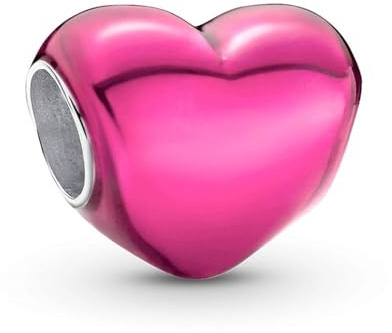 Pandora Moments 793337C03 - Ciondolo a forma di cuore metallizzato, in argento Sterling, compatibile con braccialetti Moments, colore: rosa