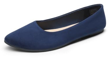 DREAM PAIRS Damen Ballerinas Schuhe aus weichem Kunstleder mit butterweichem Innenraum und eleganter Spitzenzehe für vielseitige Anlässe,Size 40.5,Marine,DWUMFA2506