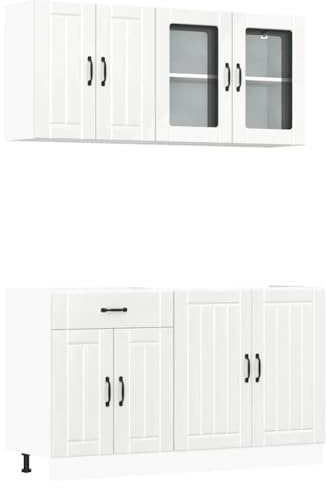 vidaXL 4-TLG. Küchenschrank-Set Lucca Hochglanz-Weiß Holzwerkstoff