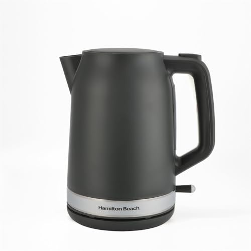 Hamilton Beach Ella Electric Kettle, 1.7L, Boil Dry Protection, Auto Shut Off, Detachable Filter, Lift & Grip Handle, Push Button Lid, Water Level Window - HBK3045MCH, Matte Charcoal