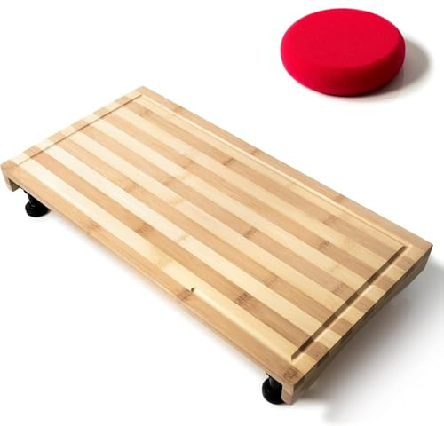 IRSTBL - Bamboo Stovetop Cover & Cutting Board with Adjustable Legs – Wooden Chopping Block for Kitchen, RV, or Camper – Includes Wax & Oil Sponge – 56 x 37cm