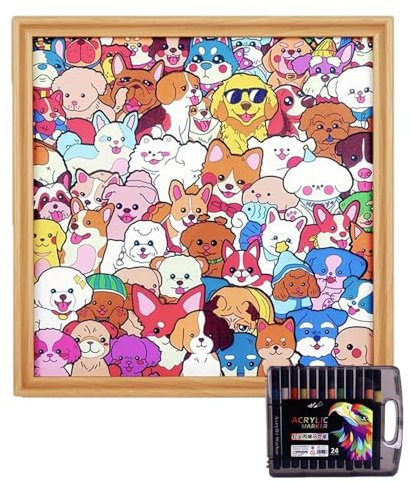 Coloriez Votre Propre Puzzle - DIY Cadre Photo Chien À Colorier - Jouet Puzzle Éducatif | pour Amateurs d'animaux Collectionneurs Garçons Réunions Familiales Soirée Jeux Vacances Anniversaire