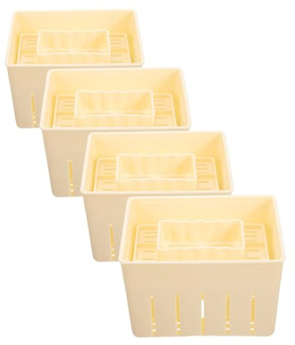 iplusmile Pressa per Formaggio e Stampo per Tofu Domestico 4 Pezzi Strumento Fai da Te per Preparazione Tofu Interno Liscio Utensile per Formaggio Fresco Forniture per Cucina Casalinga