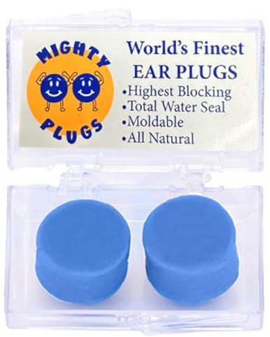 Mighty Plugs Pure Beeswax Ear Plugs for Sleeping, Snoring Noise Reduction, Swimming – Moldable Wax Earplugs, Reusable, Waterproof for Shower, Comfortable for Side Sleepers (1 Pair)