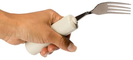 HOMECRAFT Queens Cutlery, Left Handed Fork, Angled, Built-Up Handle, Daily Eating Aid, Limited Wrist Movement, Weak Grip, Elderly, Disabled, One-Handed, Adaptive Stainless Steel Utensils