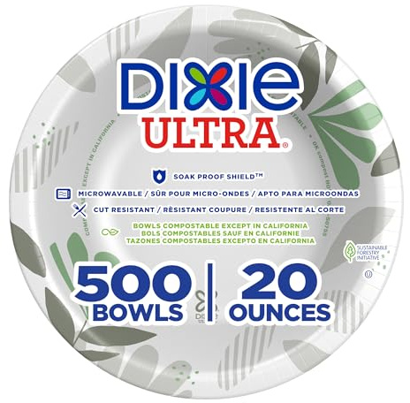 Dixie Ultra 20 oz Heavy-Weight Paper Bowls, Pathways, 500 Count, Bulk Case, 4 Packs/125 Count Per Pack, (Georgia-Pacific #SX20PATH)
