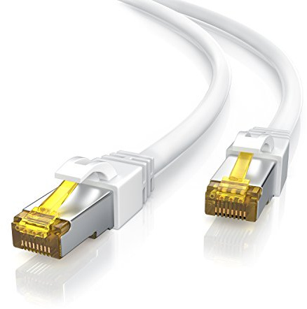 CSL – 0,5 m 50 cm CAT 7 nätverkskabel Gigabit Ethernet LAN-kabel – 10 000 Mbit s – patchkabel – Cat.7 råkabel S FTP PIMF avskärmning med RJ 45-kontakt – switch router modem åtkomstpunkt