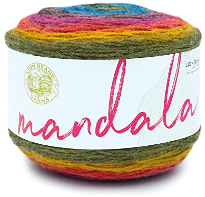 Lion Brand Yarn, Mandala DK Lightweight Yarn for Knitting, Crochet, and Crafts, Chimera, 1 Pack, Self-Striping Acrylic Fiber for Baby Blankets, Multicolor Shawls and Variegated Cardigans