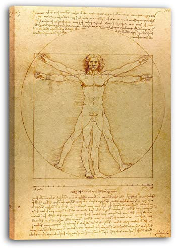 Printed Paintings Impresión sobre Lienzo (60x80cm): Leonardo da Vinci - Hombre de Vitruvio