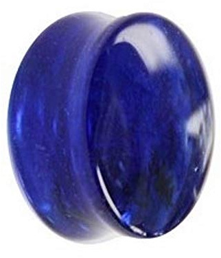 Treuheld® | 4mm Glas Ohr Plug/Flesh Tunnel | Dunkel-Blau/Marmoriert | Double Flared | Ohne Gewinde | Damen und Herren | durchsichtig