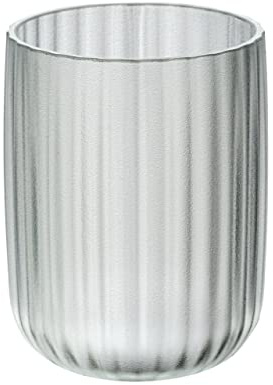 WENKO Zahnputzbecher Agropoli Transparent, Zahnbürstenhalter für Zahnbürste und Zahnpasta aus hochwertigem Kunststoff mit plastischer Formgebung und gefrosteter Oberfläche, Ø 7,5 x 10 cm