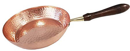 NKLaus padella in rame aperta con manico in legno padella per incenso incenso a carboncino 2230