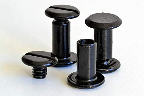 Buchschrauben Schwarz 5 mm – 20 Stück Chicago Screws Metall – Gürtelschrauben für Leder, Buchbindung & DIY – stabile, wiederverwendbare Buchnieten Set