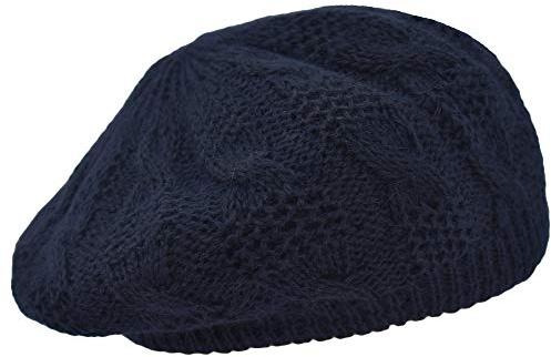 Melegari Baskenmütze aus Angorawolle, mit Innenfutter, hergestellt in Italien, Frau/Mädchen, Herbst/Winter (dunkelblau)