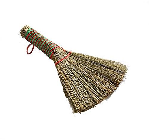 Egurs Reisstrohbesen Handfeger Mini Haushaltshandbuch Stroh Geflochtene Kleine Besen mit stiel Für Zuhause,Im Freien,Garten handgemachte Staub Boden Reinigungs(13cm) 13cm