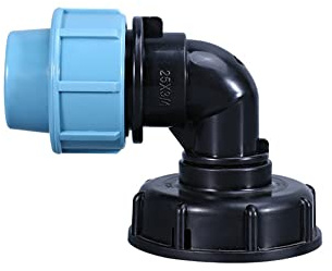 IBC Tank Thread Connector s60x6 Adapter to Mdpe Water Pipe Fittings Elbow Outlet 25mm