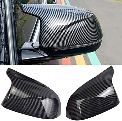 Auto Spiegelkappen, 1 Paar Auto Tür Außenspiegelkappe Rückspiegelkappe Seitenspiegel Abdeckungen für B-MW X3 F25 X4 F26 X5 F15 X6 F16 2014-2018 (Kohlefaser)