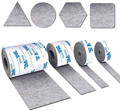 MYSUNBAR Filzgleiter Selbstklebend, Filz Selbstklebend, Filzgleiter, Stuhl Filzgleiter, Filzband Felbstklebend Grau, Möbelgleiter Schneiden Sie Jede Form, für Stühle, DIY
