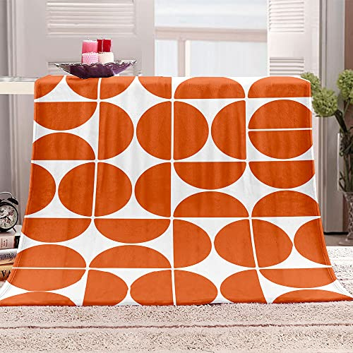 Treer Kuscheldecke Flauschige Decke Flanell Decke Warme Wohndecke aus Mikrofaser als Sofadecke, Couchdecke, Bettüberwurf, oder Tagesdecken Geeignet (150x220cm,Orange geometrisch)