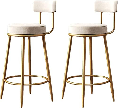 OKUOKA Barhocker 2er-Set Frühstückshocker, Moderner Goldener Tresenhocker, Essensstuhl für Küchentheke Barhocker Stühle Set (Color : Beige, Size : 65cm)