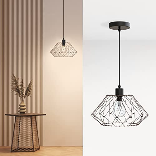 EMKE Pendelleuchte Lydia, E27 Pendellampe Retro 1 flammige Hängelampe Modern, Hängeleuchte Metallschirm Verformbar, Design Deckenleuchter für Esstisch Esstischlampe Wohnzimmerlampe