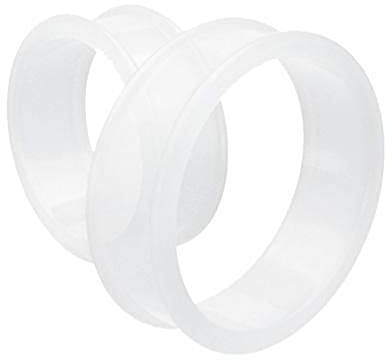 1 PAIR (2pcs) SILICONE FLAT FLARE TUNNELS Double Flare Gauges Thin Soft Flexible Flesh Plugs 1041 (1-9/16 (40MM), Clear)