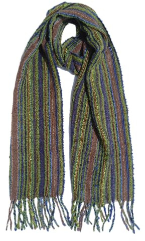 YARAWI 100% Baby Alpaca Scarf For Women. Very Elegant Design with Green, Brown and Blue Tones. Handmade Fashion Accessory. Made In Peru With Baby Alpaca Fiber. Extremely Soft, Warm and Hypoallergenic