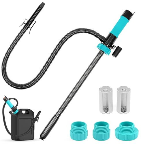 Pompa di Trasferimento del Carburante,Pompa di Estrazione Pompa Travaso Gasolio Elettrica con Tubo Flessibile e Ugello di Controllo del Flusso -2.4GPM per Acqua Benzina Gasolio