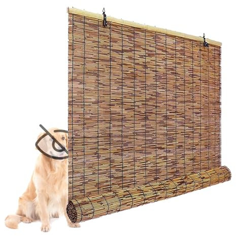 NEFMUKJ Bambusrollo W 45~164cm H 90~260cm Schilfvorhang Anpassbar Natür Rollo Sonnenschutz Rollo Bambus für Terrasse Garten Küche, HYXSM